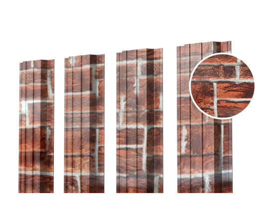 Евроштакетник П-образный прямой 0.5 Printech Кирпич