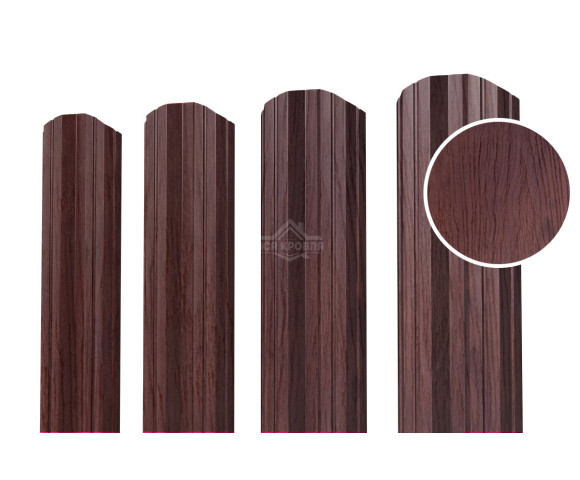 Евроштакетник М-образный фигурный 0.5 Printech Темное дерево