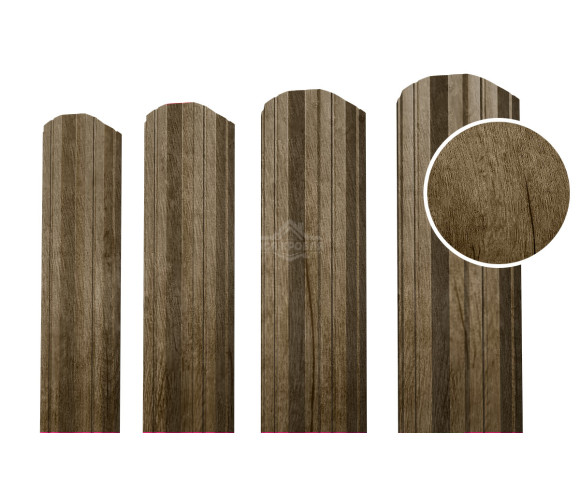 Евроштакетник М-образный фигурный 0.5 Printech Винтаж темный