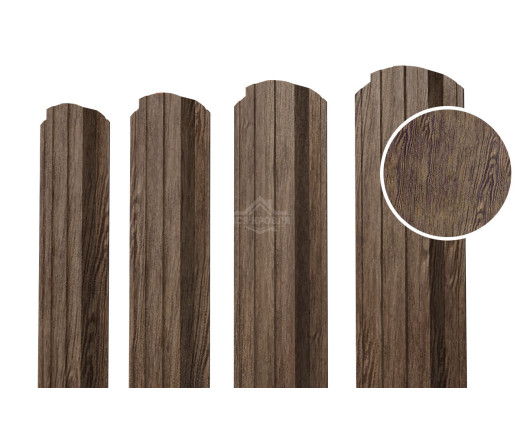 Евроштакетник П-образный фигурный 0.4 Printech Античный дуб