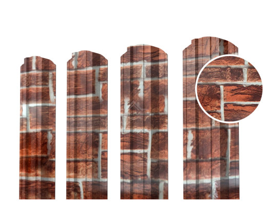 Евроштакетник П-Премиум фигурный 0.5 Printech Кирпич