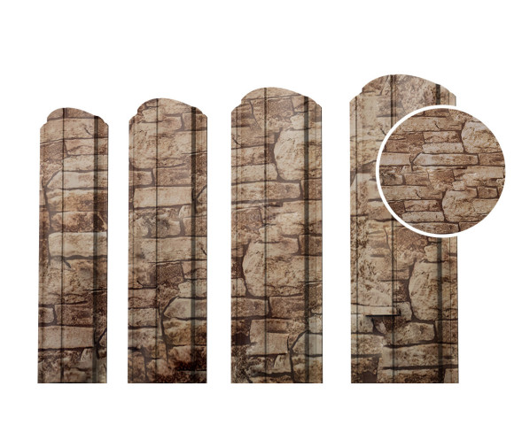 Евроштакетник ПД-образный фигурный 0.5 Printech Дикий камень