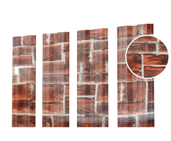 Евроштакетник М-образный 0.5 Printech Кирпич