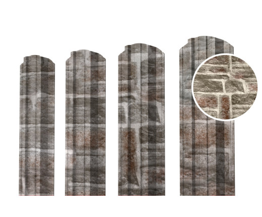 Евроштакетник П-Премиум фигурный 0.5 Printech Камень песчаник