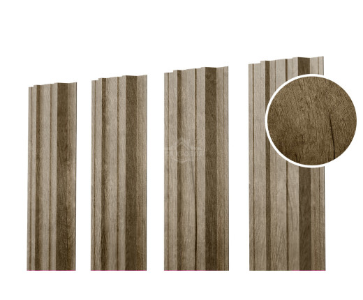 Евроштакетник П-Премиум прямой 0.5 Printech Винтаж темный