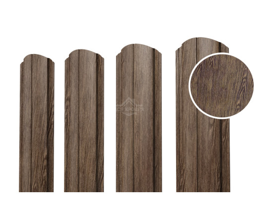 Евроштакетник ПД-образный фигурный 0.4 Printech Античный дуб