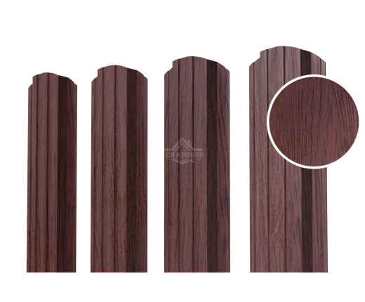 Евроштакетник П-образный фигурный 0.5 Printech Темное дерево