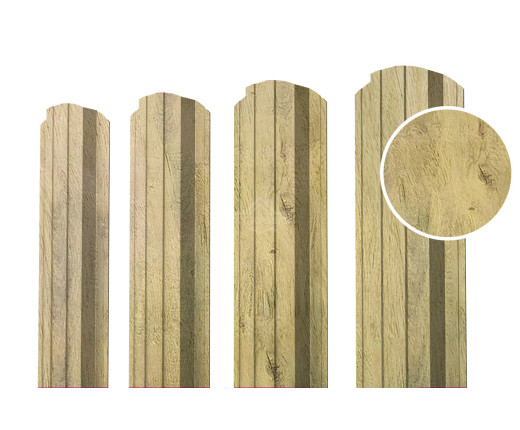 Евроштакетник П-образный фигурный 0.5 Printech Винтаж светлый