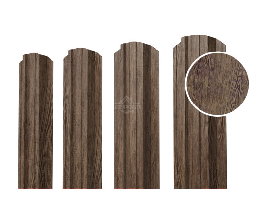 Евроштакетник П-Премиум фигурный 0.5 Printech Античный дуб