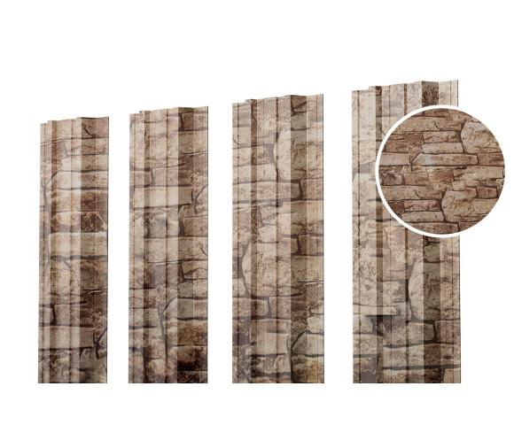 Евроштакетник П-Премиум прямой 0.5 Printech Дикий камень