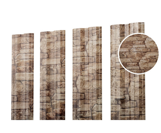 Евроштакетник М-образный 0.5 Printech Дикий камень