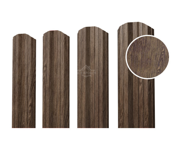 Евроштакетник М-образный фигурный 0.5 Printech двусторонний Античный дуб