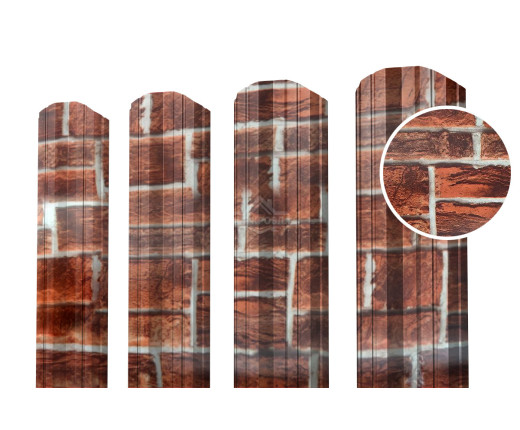 Евроштакетник М-образный фигурный 0.5 Printech Кирпич