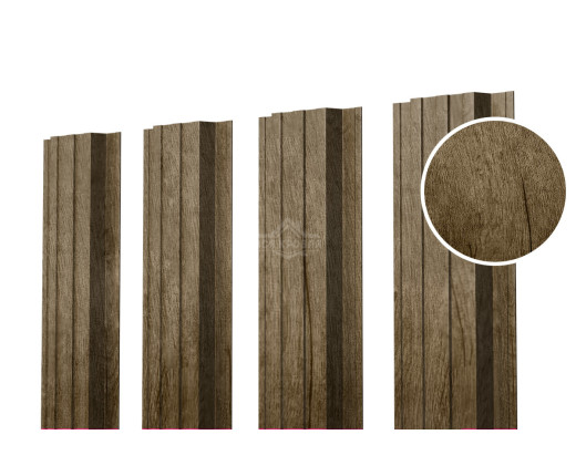 Евроштакетник П-образный прямой 0.5 Printech Винтаж темный