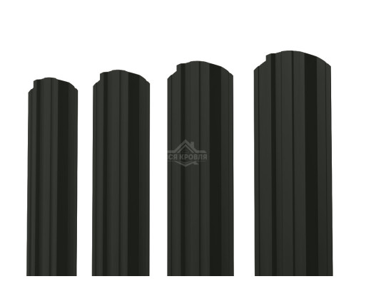 Евроштакетник П-Премиум фигурный 0.5 MAT двусторонний RAL 9005