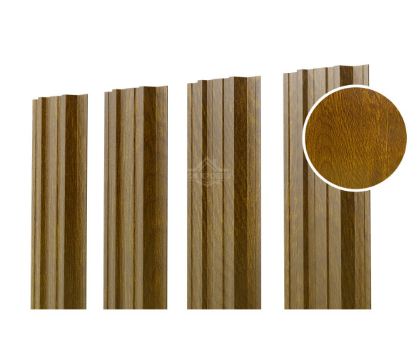 Евроштакетник П-Премиум прямой 0.5 Printech двусторонний Золотой дуб