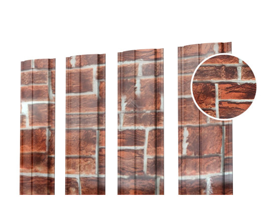 Евроштакетник ПД-образный прямой 0.5 Printech Кирпич