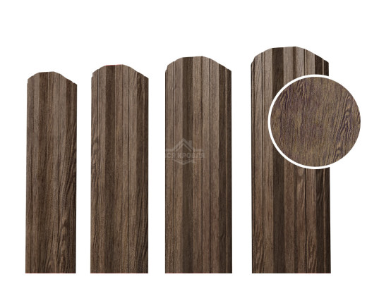 Евроштакетник М-образный фигурный 0.5 Printech Античный дуб