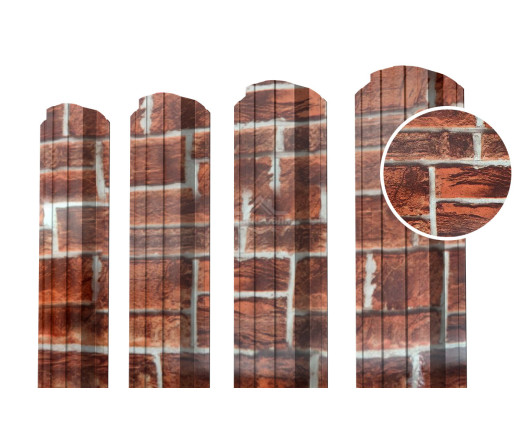 Евроштакетник П-образный фигурный 0.5 Printech Кирпич