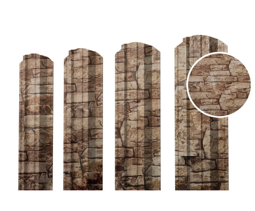 Евроштакетник П-Премиум фигурный 0.5 Printech Дикий камень