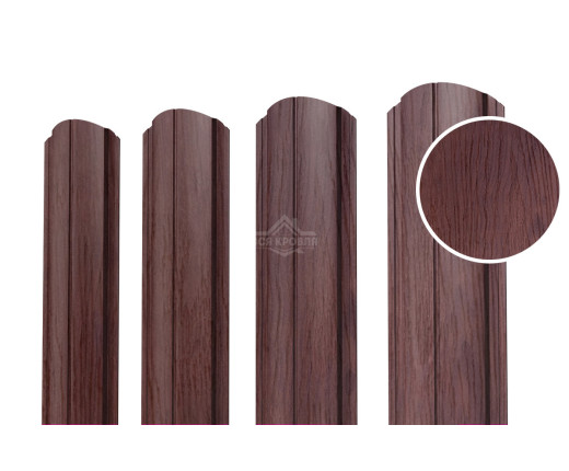 Евроштакетник ПД-образный фигурный 0.5 Printech Темное дерево