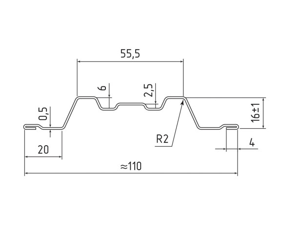 Евроштакетник П-образный прямой 0.5 Zn