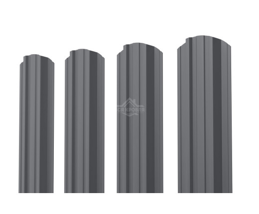 Евроштакетник П-Премиум фигурный 0.5 Полиэстер двусторонний RAL 7024