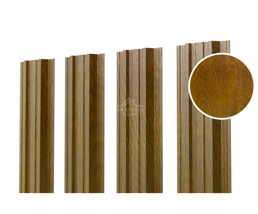 Евроштакетник П-Премиум прямой 0.5 Printech Золотой дуб