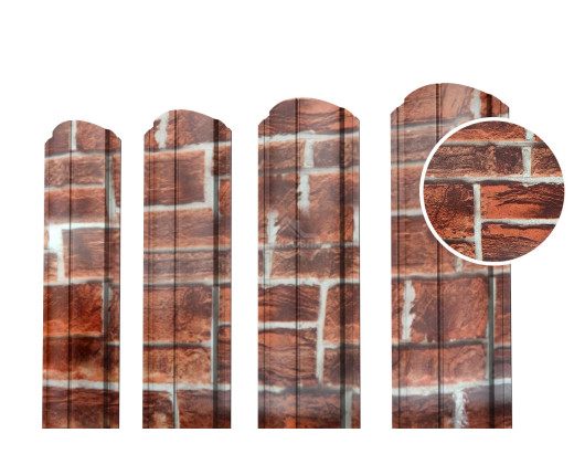 Евроштакетник ПД-образный фигурный 0.5 Printech Кирпич