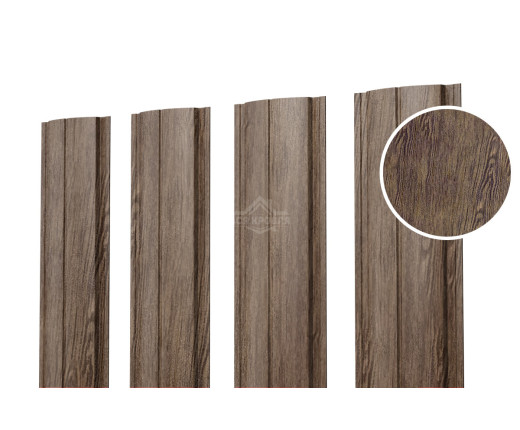 Евроштакетник ПД-образный прямой 0.5 Printech двусторонний Античный дуб