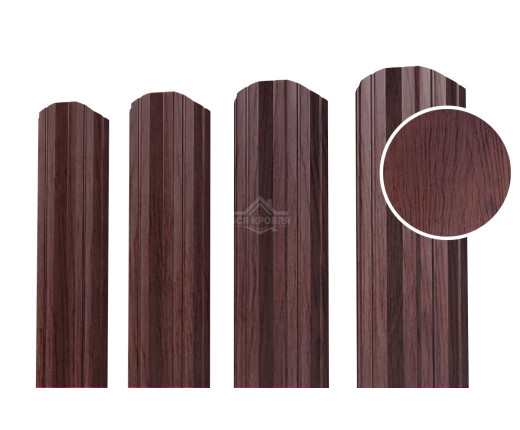 Евроштакетник М-образный фигурный 0.5 Printech двусторонний Темное дерево