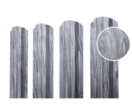 Евроштакетник П-образный фигурный 0.5 Printech Дымчатый дуб