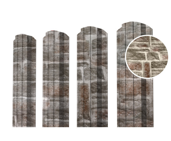 Евроштакетник П-образный фигурный 0.5 Printech Камень песчаник