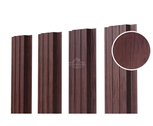 Евроштакетник П-образный прямой 0.5 Printech Темное дерево