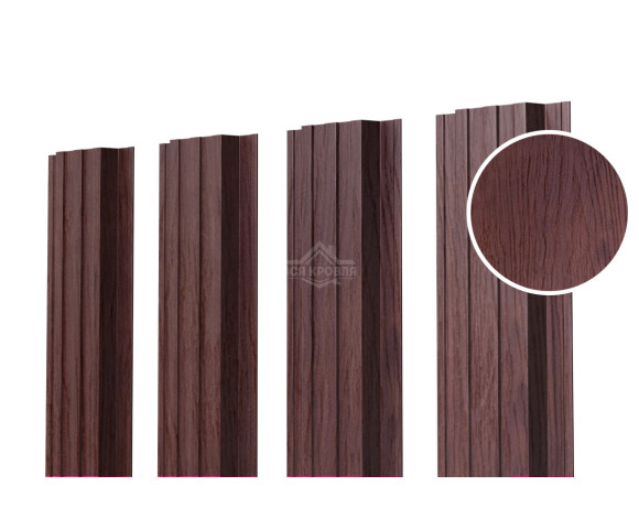 Евроштакетник П-образный прямой 0.5 Printech Темное дерево