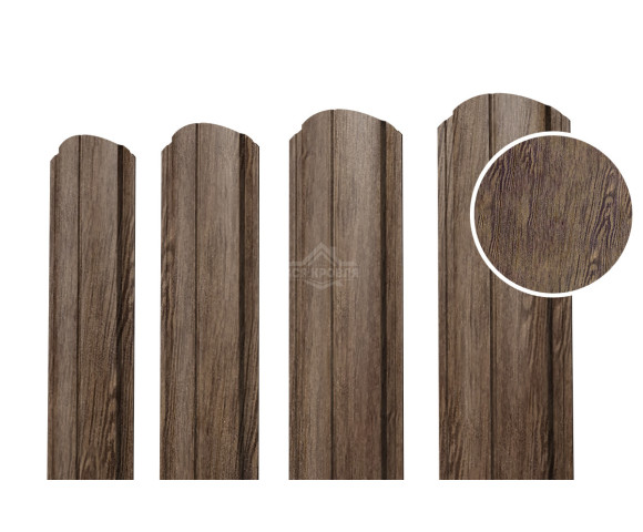 Евроштакетник ПД-образный фигурный 0.5 Printech двусторонний Античный дуб