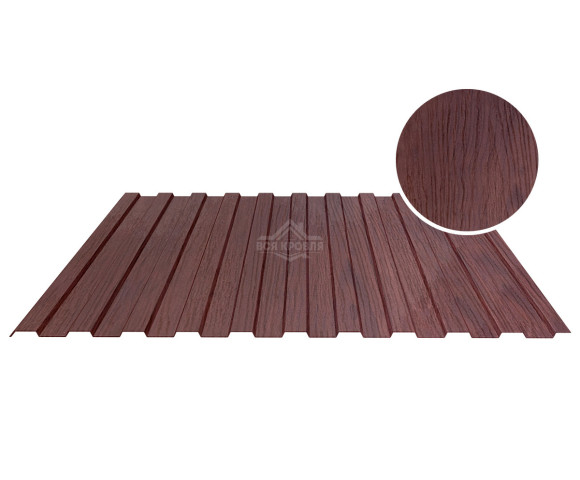 Профнастил стеновой С-8 0.5 Printech Темное дерево