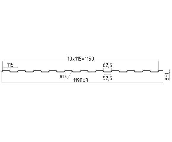 Профнастил стеновой С-8 0.5 MAT двусторонний RAL 8017